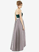 Alt View 2 Thumbnail - Cashmere Gray & Evergreen Strapless Satin High Low Dress with Pockets