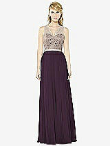 Front View Thumbnail - Aubergine & Cameo After Six Bridesmaid Dress 6715