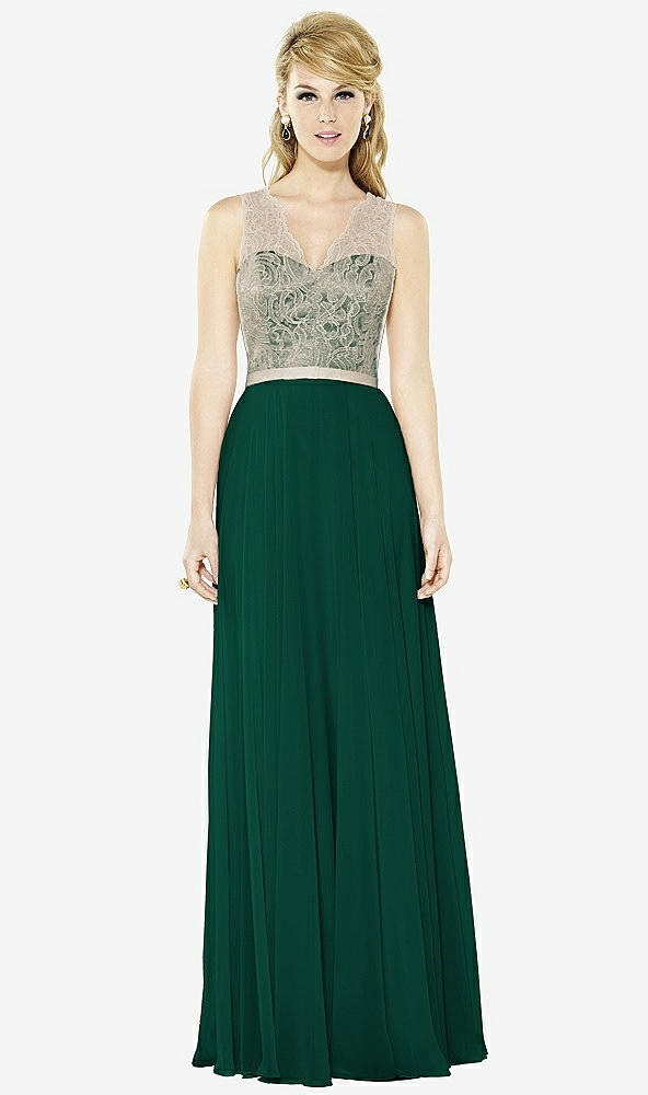 Front View - Hunter Green & Cameo After Six Bridesmaid Dress 6715