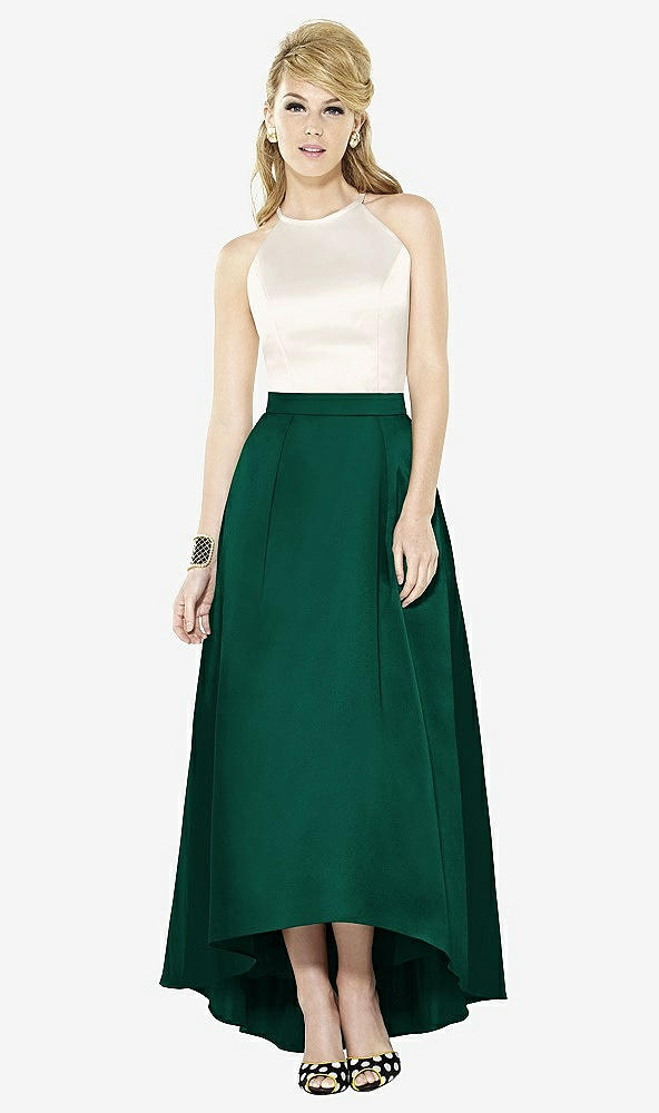 Front View - Hunter Green & Ivory After Six Bridesmaid Dress 6718