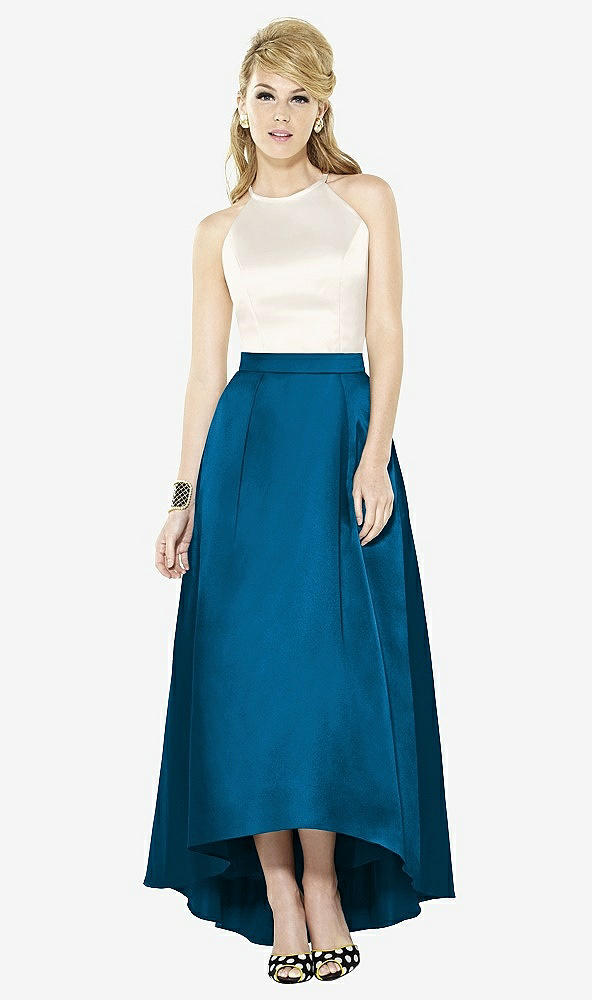 Front View - Ocean Blue & Ivory After Six Bridesmaid Dress 6718