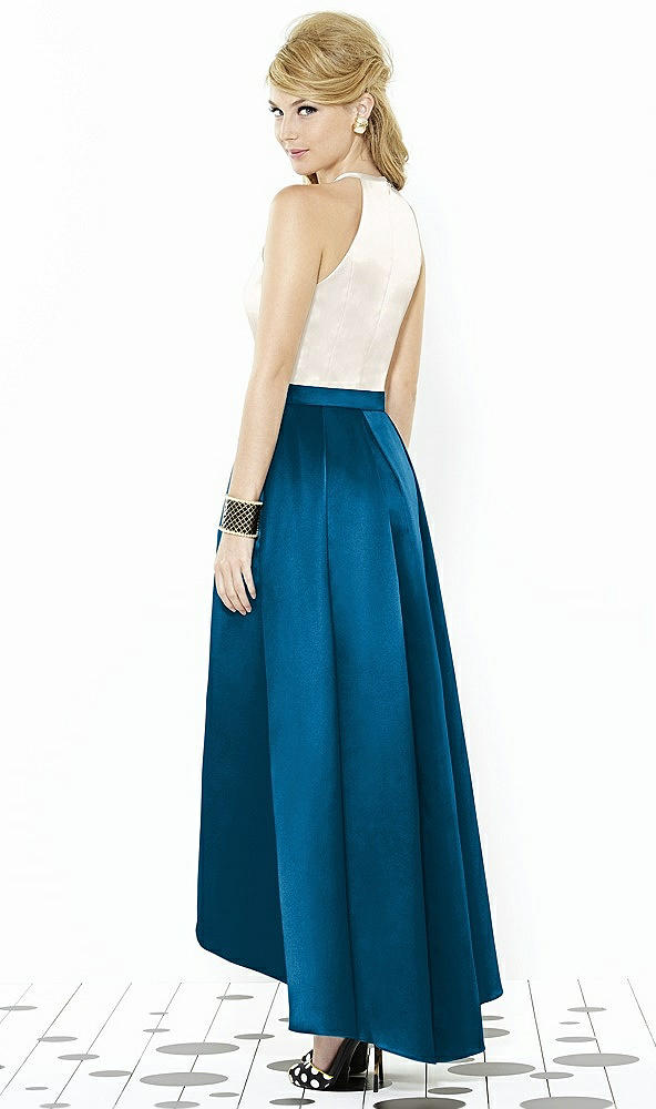 Back View - Ocean Blue & Ivory After Six Bridesmaid Dress 6718