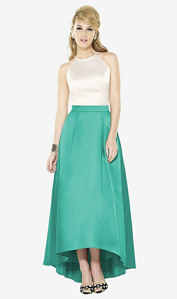 Front View - Pantone Turquoise & Ivory After Six Bridesmaid Dress 6718