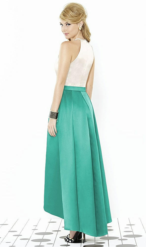 Back View - Pantone Turquoise & Ivory After Six Bridesmaid Dress 6718