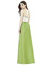 Rear View Thumbnail - Mojito & Ivory Full Length Strapless Satin Twill dress with Pockets
