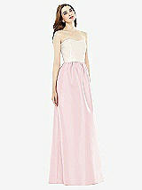 Front View Thumbnail - Ballet Pink & Ivory Full Length Strapless Satin Twill dress with Pockets