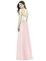 Rear View Thumbnail - Ballet Pink & Ivory Full Length Strapless Satin Twill dress with Pockets