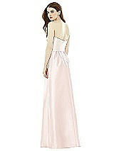 Rear View Thumbnail - Blush & Ivory Full Length Strapless Satin Twill dress with Pockets