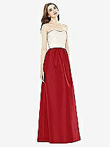 Front View Thumbnail - Garnet & Ivory Full Length Strapless Satin Twill dress with Pockets