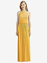Front View Thumbnail - NYC Yellow Halter Lux Chiffon Sequin Bodice Dress