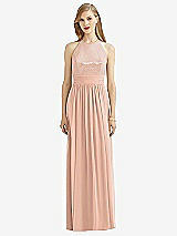 Front View Thumbnail - Pale Peach Halter Lux Chiffon Sequin Bodice Dress