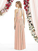 Rear View Thumbnail - Pale Peach Halter Lux Chiffon Sequin Bodice Dress