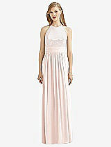 Front View Thumbnail - Blush Halter Lux Chiffon Sequin Bodice Dress