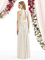 Rear View Thumbnail - Oat Halter Lux Chiffon Sequin Bodice Dress