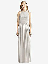 Front View Thumbnail - Oyster Halter Lux Chiffon Sequin Bodice Dress