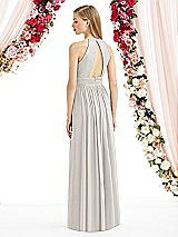 Rear View Thumbnail - Oyster Halter Lux Chiffon Sequin Bodice Dress