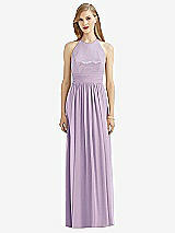 Front View Thumbnail - Pale Purple Halter Lux Chiffon Sequin Bodice Dress