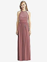 Front View Thumbnail - Rosewood Halter Lux Chiffon Sequin Bodice Dress