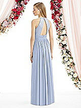 Rear View Thumbnail - Sky Blue Halter Lux Chiffon Sequin Bodice Dress