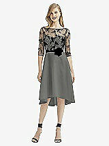 Rear View Thumbnail - Charcoal Gray & Off White After Six Bridesmaid Dress 6746