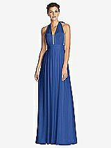 Front View Thumbnail - Classic Blue & Metallic Gold After Six Bridesmaid Dress 6749