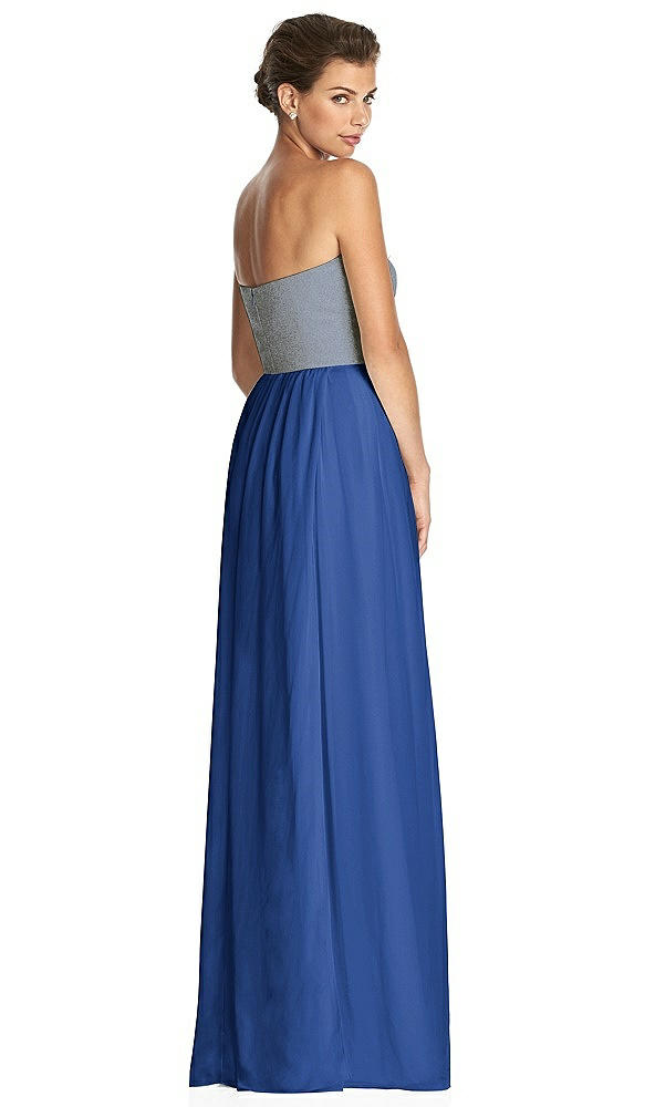 Back View - Classic Blue & Metallic Gold After Six Bridesmaid Dress 6749