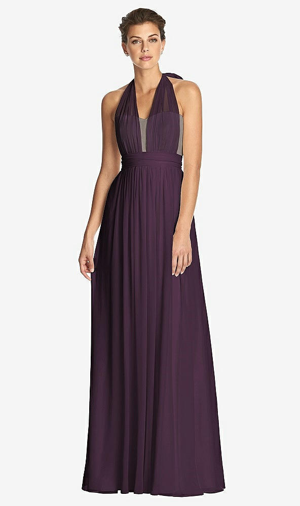 Front View - Aubergine & Metallic Gold After Six Bridesmaid Dress 6749