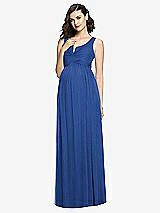 Front View Thumbnail - Classic Blue Sleeveless Notch Maternity Dress
