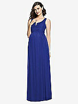 Front View Thumbnail - Cobalt Blue Sleeveless Notch Maternity Dress