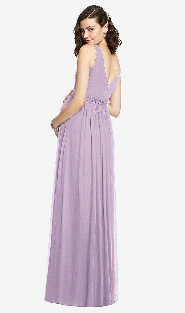 Back View - Pale Purple Sleeveless Notch Maternity Dress