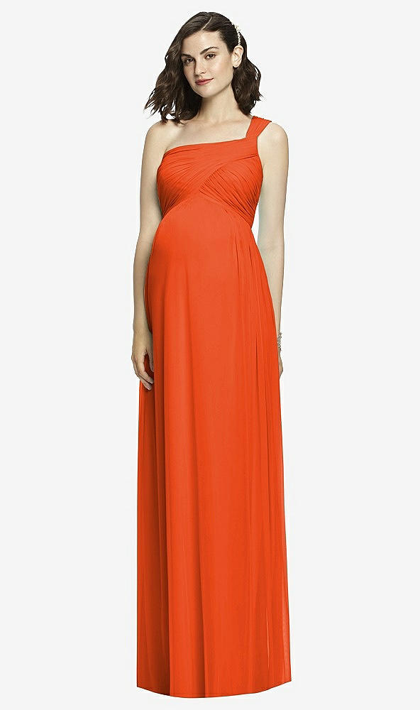 Front View - Tangerine Tango Alfred Sung Maternity Dress Style M427