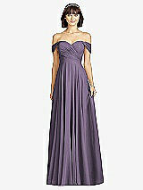 Alt View 1 Thumbnail - Lavender Off-the-Shoulder Draped Chiffon Maxi Dress