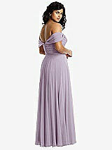 Rear View Thumbnail - Lilac Haze Off-the-Shoulder Draped Chiffon Maxi Dress