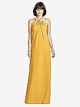 Front View Thumbnail - NYC Yellow Full Length Crepe Halter Neckline Dress