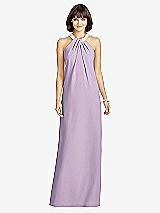 Front View Thumbnail - Pale Purple Full Length Crepe Halter Neckline Dress