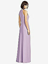 Rear View Thumbnail - Pale Purple Full Length Crepe Halter Neckline Dress