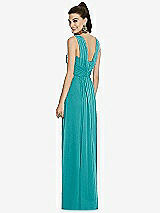 Rear View Thumbnail - Mediterranean Maxi Chiffon Knit Shirred Strap Dress