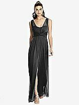 Front View Thumbnail - Black Maxi Chiffon Knit Shirred Strap Dress