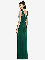 Rear View Thumbnail - Hunter Green Maxi Chiffon Knit Shirred Strap Dress