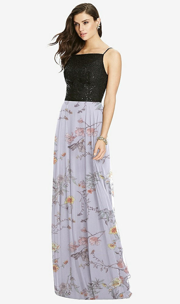 Front View - Butterfly Botanica Silver Dove Chiffon Maxi Skirt