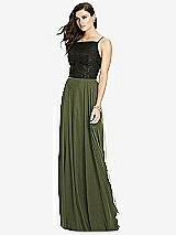 Front View Thumbnail - Olive Green Chiffon Maxi Skirt