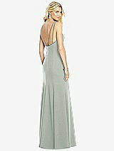 Front View Thumbnail - Willow Green Bateau Neck Open-Back Trumpet Gown