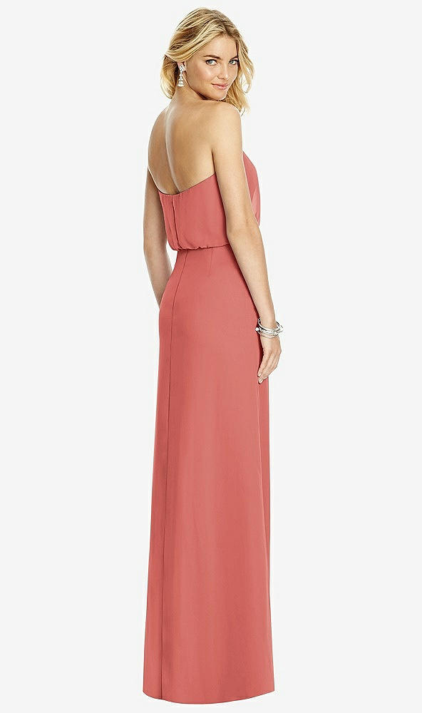 Back View - Coral Pink Full Length Lux Chiffon Blouson Bodice