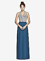 Front View Thumbnail - Dusk Blue & Cameo Studio Design Collection 4512 Full Length Halter Top Bridesmaid Dress