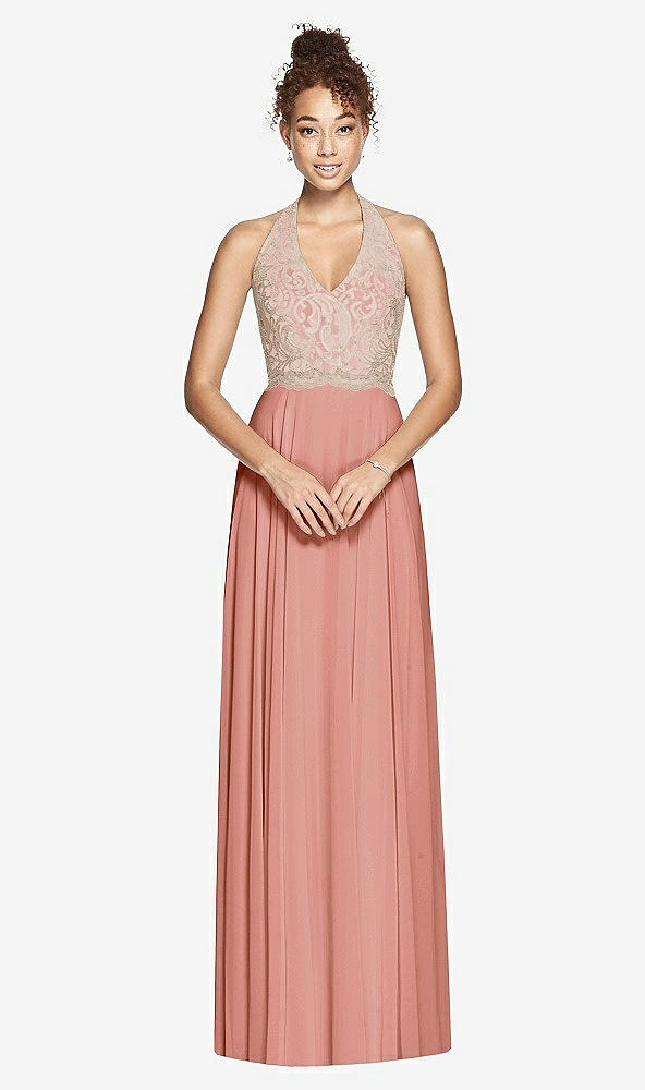 Front View - Desert Rose & Cameo Studio Design Collection 4512 Full Length Halter Top Bridesmaid Dress