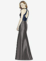 Rear View Thumbnail - Caviar Gray & Midnight Navy Studio Design Collection 4514 Full Length Halter V-Neck Bridesmaid Dress