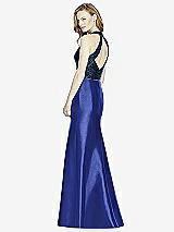 Rear View Thumbnail - Cobalt Blue & Midnight Navy Studio Design Collection 4514 Full Length Halter V-Neck Bridesmaid Dress