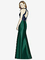Rear View Thumbnail - Hunter Green & Midnight Navy Studio Design Collection 4514 Full Length Halter V-Neck Bridesmaid Dress