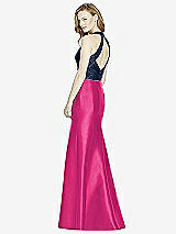 Rear View Thumbnail - Think Pink & Midnight Navy Studio Design Collection 4514 Full Length Halter V-Neck Bridesmaid Dress