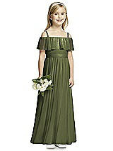 Front View Thumbnail - Olive Green Flower Girl Dress FL4053